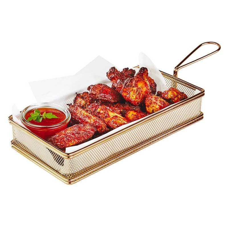 26x13 cm - Tableware Buffet & Display Cestello Porta Snack Rettangolare In Acciaio Inox - immagine 5