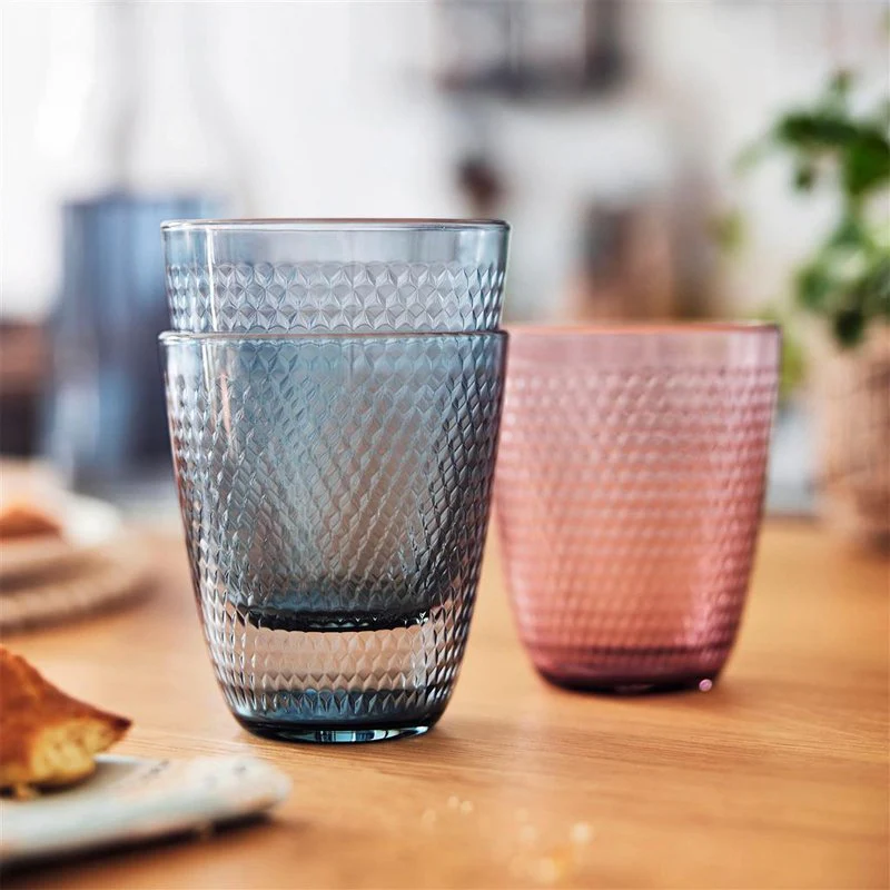 31 cl - Pampille Bicchiere Acqua In Rilievo in Vetro - Set 6 Pezzi - immagine 4